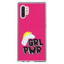 DistinctInk® Clear Shockproof Hybrid Case for Apple iPhone / Samsung Galaxy / Google Pixel - Girl Power - GRL PWR - Unicorn Pink Background