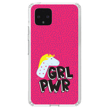 DistinctInk® Clear Shockproof Hybrid Case for Apple iPhone / Samsung Galaxy / Google Pixel - Girl Power - GRL PWR - Unicorn Pink Background