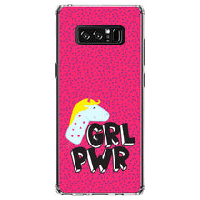 DistinctInk® Clear Shockproof Hybrid Case for Apple iPhone / Samsung Galaxy / Google Pixel - Girl Power - GRL PWR - Unicorn Pink Background