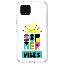 DistinctInk® Clear Shockproof Hybrid Case for Apple iPhone / Samsung Galaxy / Google Pixel - Summer Graphics - Summer Vibes Teal yellow Pink