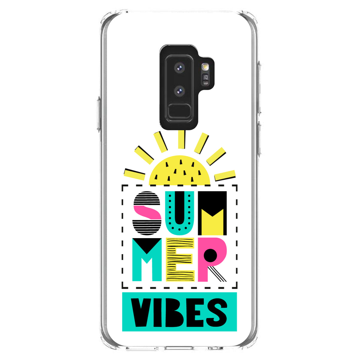 Summer Graphics, Summer Vibes Teal yellow Pink Clear Shockproof iPhone Case, view 20
