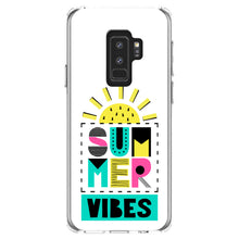 DistinctInk® Clear Shockproof Hybrid Case for Apple iPhone / Samsung Galaxy / Google Pixel - Summer Graphics - Summer Vibes Teal yellow Pink