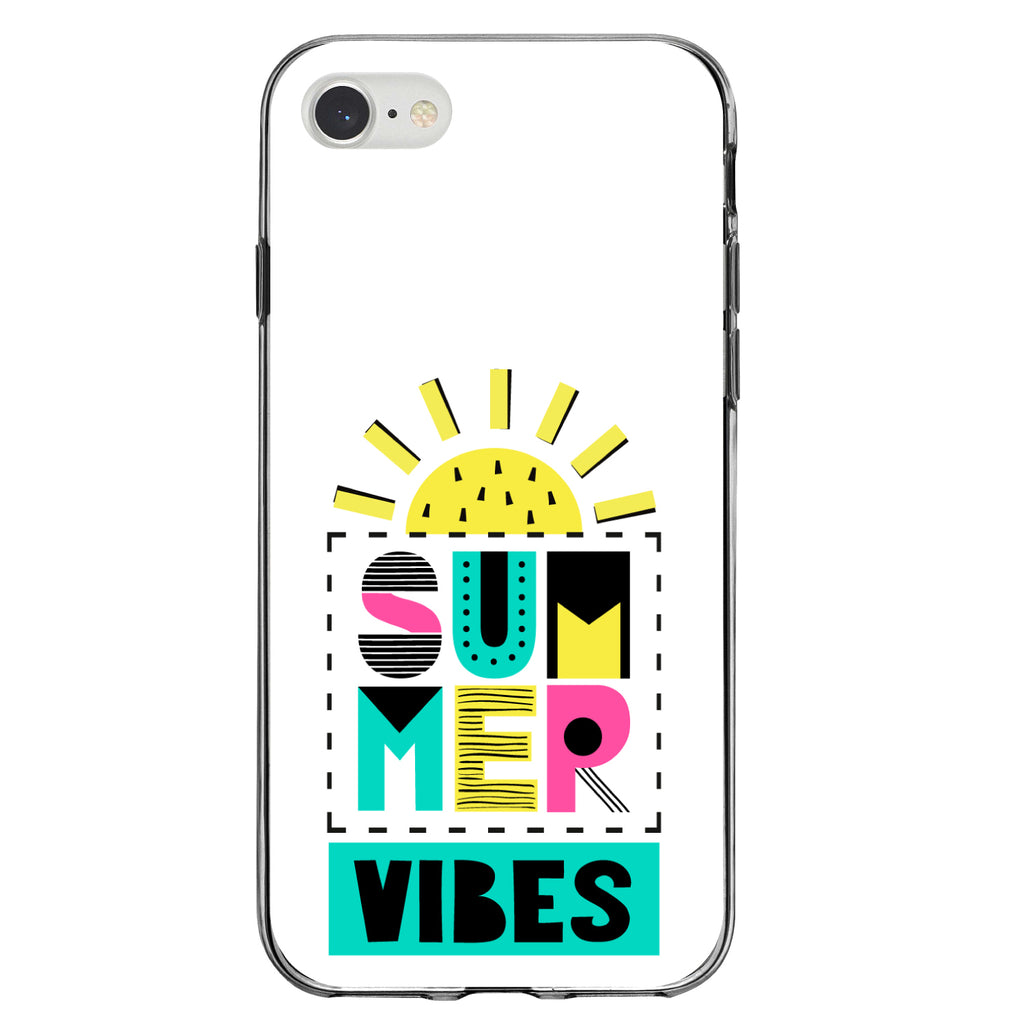 Summer Graphics, Summer Vibes Teal yellow Pink Clear Shockproof iPhone Case, view 5