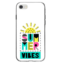 DistinctInk® Clear Shockproof Hybrid Case for Apple iPhone / Samsung Galaxy / Google Pixel - Summer Graphics - Summer Vibes Teal yellow Pink