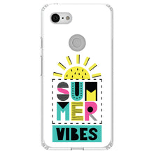 DistinctInk® Clear Shockproof Hybrid Case for Apple iPhone / Samsung Galaxy / Google Pixel - Summer Graphics - Summer Vibes Teal yellow Pink
