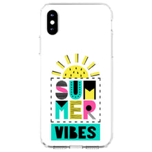 DistinctInk® Clear Shockproof Hybrid Case for Apple iPhone / Samsung Galaxy / Google Pixel - Summer Graphics - Summer Vibes Teal yellow Pink