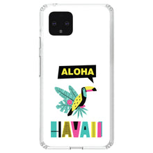 DistinctInk® Clear Shockproof Hybrid Case for Apple iPhone / Samsung Galaxy / Google Pixel - Summer Graphics - Aloha Hawaii Yellow Teal Pink