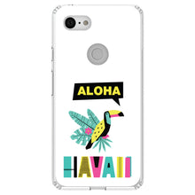 DistinctInk® Clear Shockproof Hybrid Case for Apple iPhone / Samsung Galaxy / Google Pixel - Summer Graphics - Aloha Hawaii Yellow Teal Pink