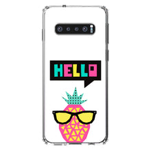 DistinctInk® Clear Shockproof Hybrid Case for Apple iPhone / Samsung Galaxy / Google Pixel - Summer Graphics - Hello Cartoon Pineapple