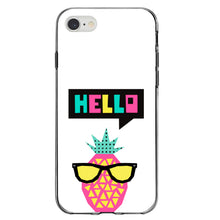DistinctInk® Clear Shockproof Hybrid Case for Apple iPhone / Samsung Galaxy / Google Pixel - Summer Graphics - Hello Cartoon Pineapple
