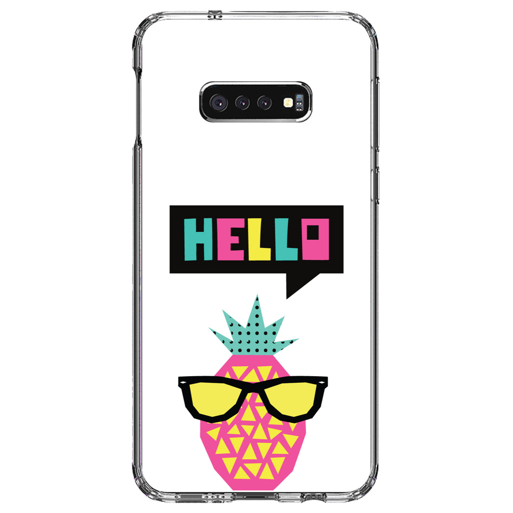 Summer Graphics, Hello Cartoon Pineapple Clear Shockproof iPhone Case, view 18