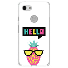 DistinctInk® Clear Shockproof Hybrid Case for Apple iPhone / Samsung Galaxy / Google Pixel - Summer Graphics - Hello Cartoon Pineapple