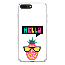 DistinctInk® Clear Shockproof Hybrid Case for Apple iPhone / Samsung Galaxy / Google Pixel - Summer Graphics - Hello Cartoon Pineapple