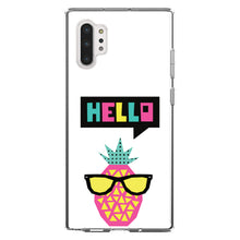 DistinctInk® Clear Shockproof Hybrid Case for Apple iPhone / Samsung Galaxy / Google Pixel - Summer Graphics - Hello Cartoon Pineapple