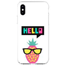 DistinctInk® Clear Shockproof Hybrid Case for Apple iPhone / Samsung Galaxy / Google Pixel - Summer Graphics - Hello Cartoon Pineapple