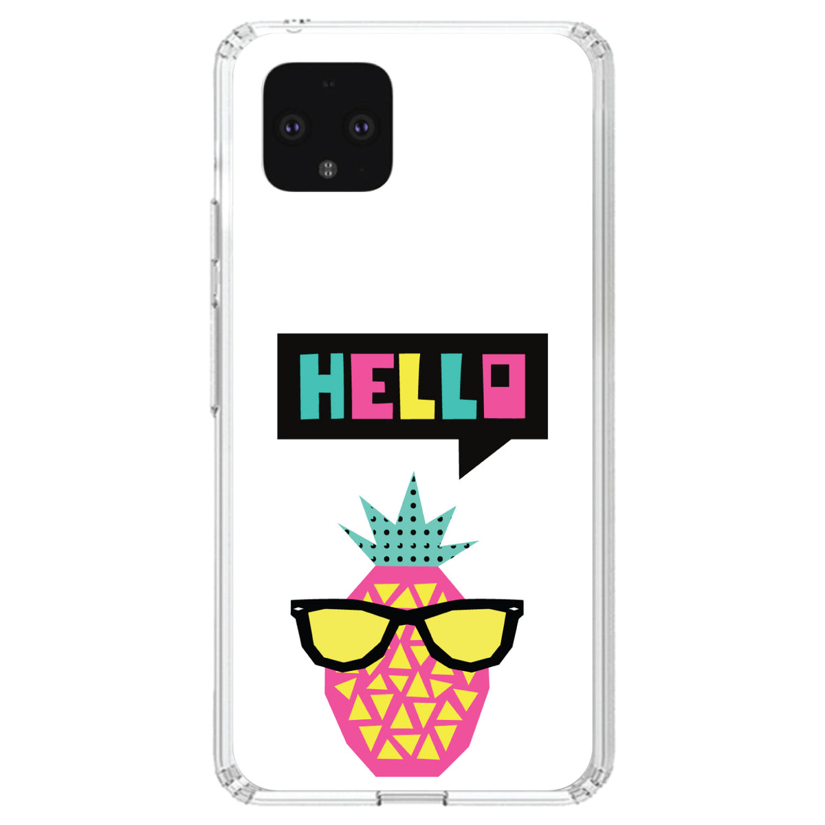 Summer Graphics, Hello Cartoon Pineapple Clear Shockproof iPhone Case, view 24