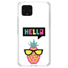 DistinctInk® Clear Shockproof Hybrid Case for Apple iPhone / Samsung Galaxy / Google Pixel - Summer Graphics - Hello Cartoon Pineapple