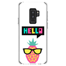 DistinctInk® Clear Shockproof Hybrid Case for Apple iPhone / Samsung Galaxy / Google Pixel - Summer Graphics - Hello Cartoon Pineapple