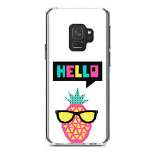 DistinctInk® Clear Shockproof Hybrid Case for Apple iPhone / Samsung Galaxy / Google Pixel - Summer Graphics - Hello Cartoon Pineapple