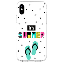 DistinctInk® Clear Shockproof Hybrid Case for Apple iPhone / Samsung Galaxy / Google Pixel - Summer Graphics - It's Summer Cartoon Flip Flops