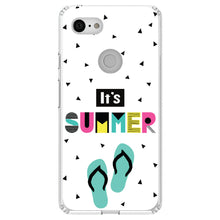 DistinctInk® Clear Shockproof Hybrid Case for Apple iPhone / Samsung Galaxy / Google Pixel - Summer Graphics - It's Summer Cartoon Flip Flops