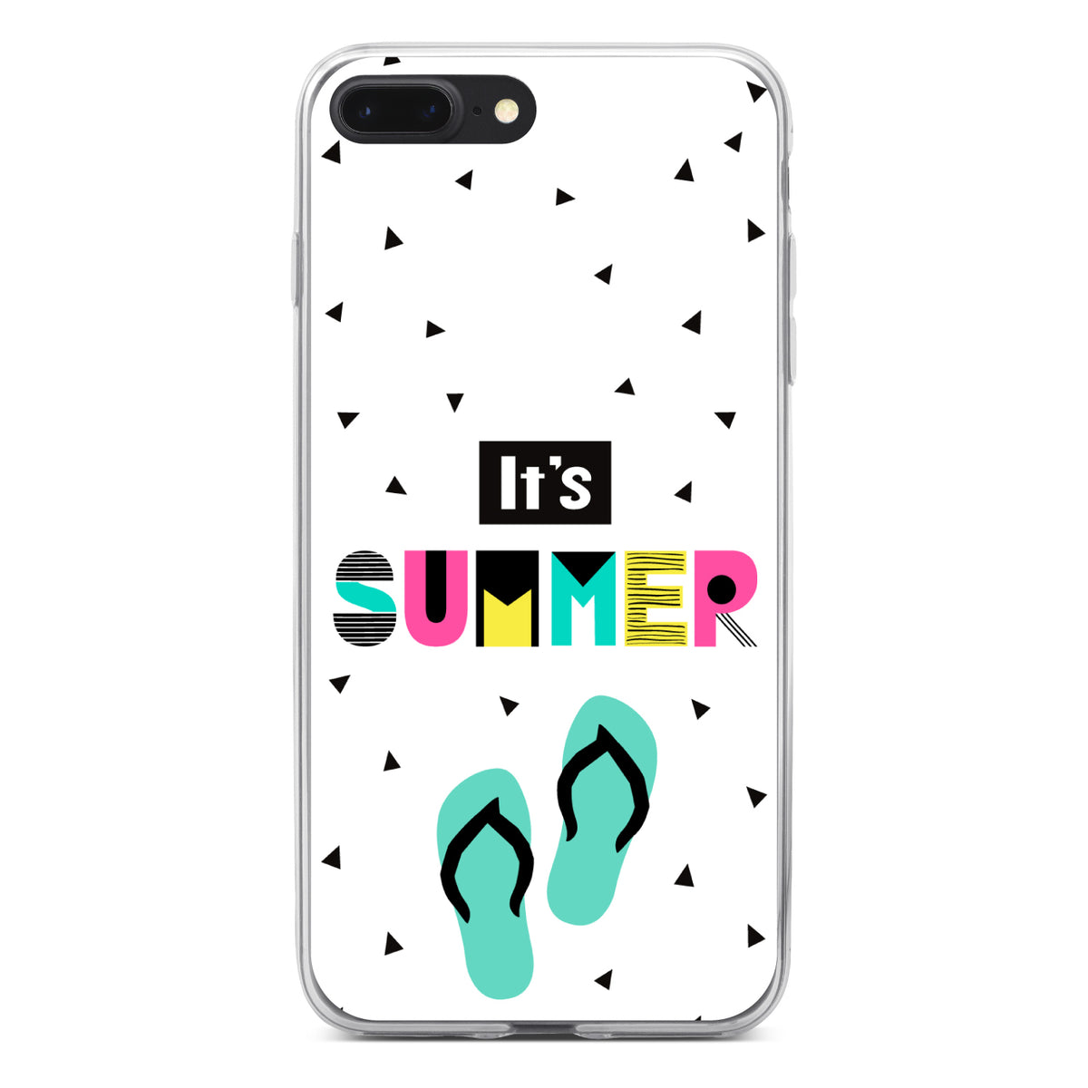 Summer Graphics, It's Summer Cartoon Flip Flops Clear Shockproof iPhone Case, view 6