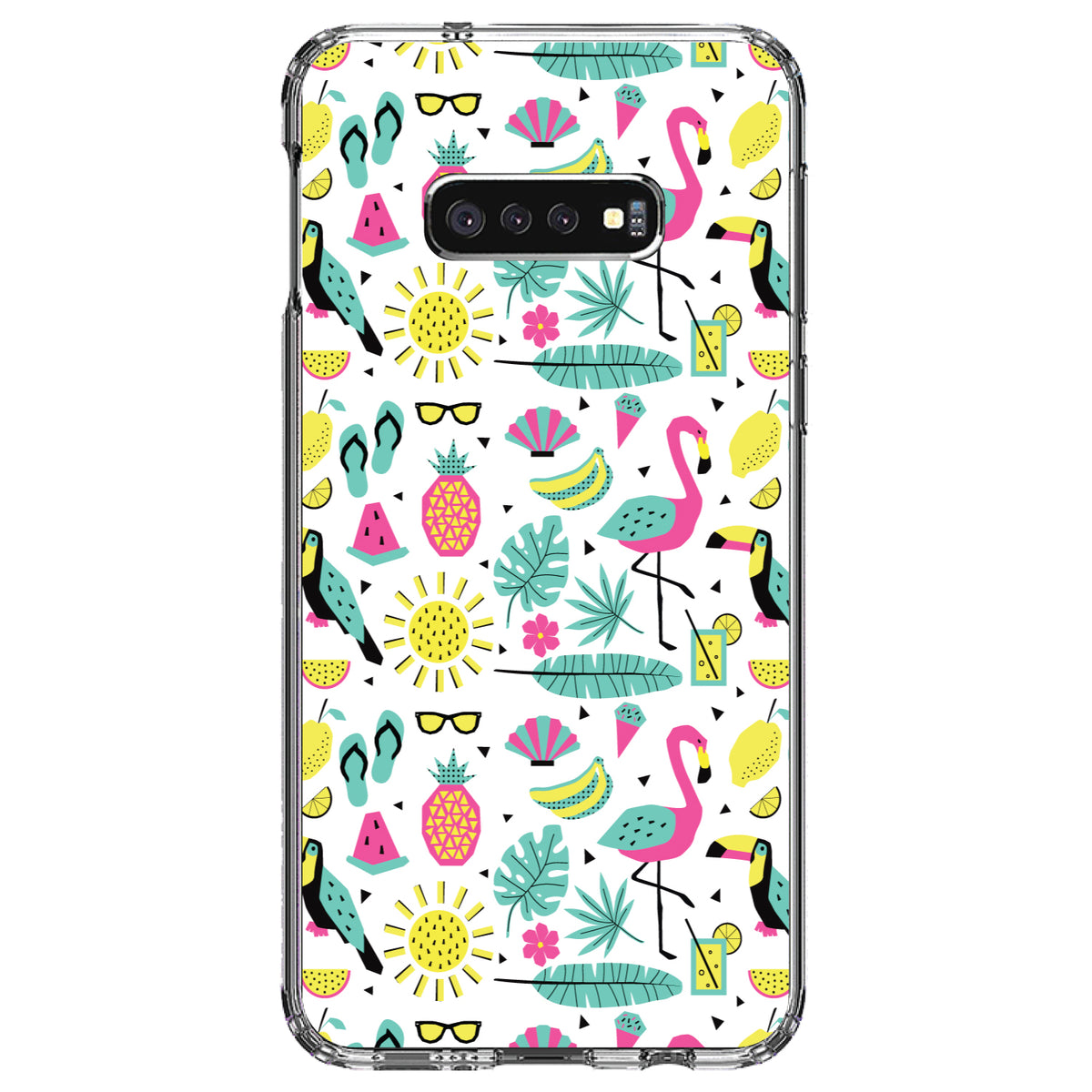 Summer Graphics, Flamingo Pineapple Sun Glasses Clear Shockproof iPhone Case, view 18