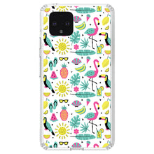 DistinctInk® Clear Shockproof Hybrid Case for Apple iPhone / Samsung Galaxy / Google Pixel - Summer Graphics - Flamingo Pineapple Sun Glasses