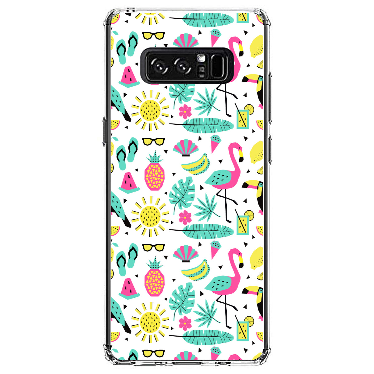 Summer Graphics, Flamingo Pineapple Sun Glasses Clear Shockproof iPhone Case, view 12