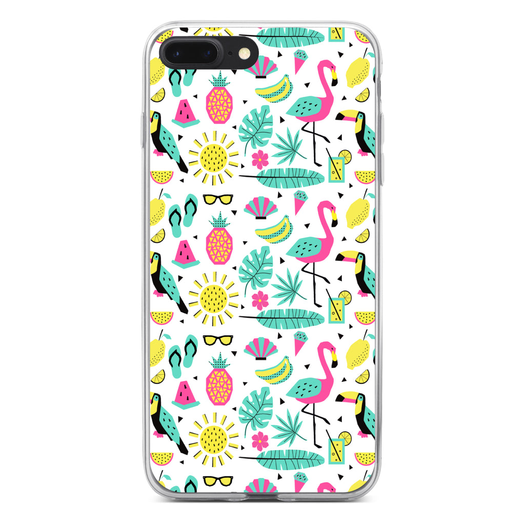 Summer Graphics, Flamingo Pineapple Sun Glasses Clear Shockproof iPhone Case, view 6