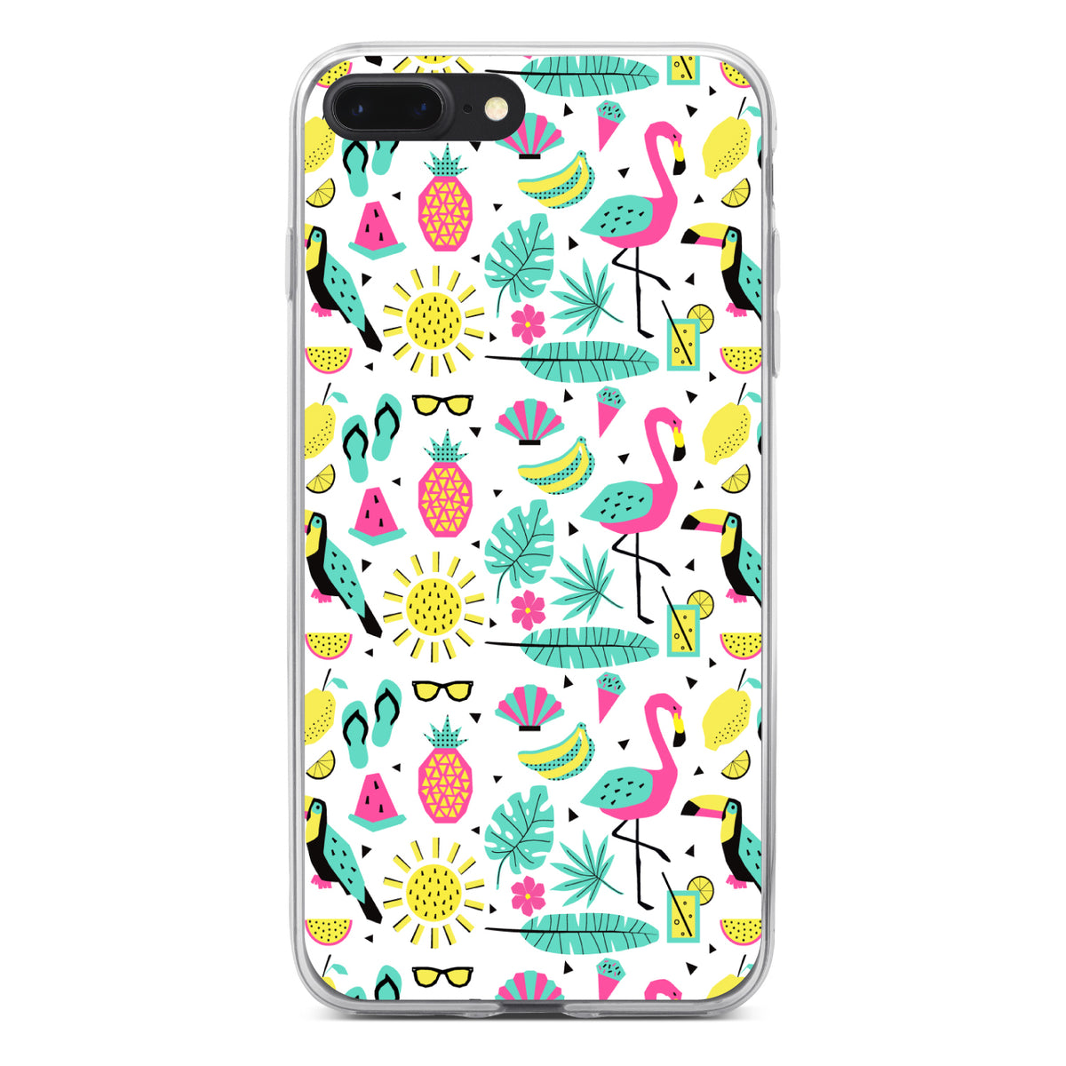 Summer Graphics, Flamingo Pineapple Sun Glasses Clear Shockproof iPhone Case, view 6
