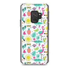 DistinctInk® Clear Shockproof Hybrid Case for Apple iPhone / Samsung Galaxy / Google Pixel - Summer Graphics - Flamingo Pineapple Sun Glasses