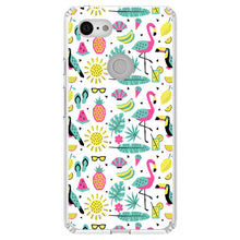 DistinctInk® Clear Shockproof Hybrid Case for Apple iPhone / Samsung Galaxy / Google Pixel - Summer Graphics - Flamingo Pineapple Sun Glasses