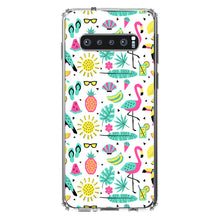 DistinctInk® Clear Shockproof Hybrid Case for Apple iPhone / Samsung Galaxy / Google Pixel - Summer Graphics - Flamingo Pineapple Sun Glasses