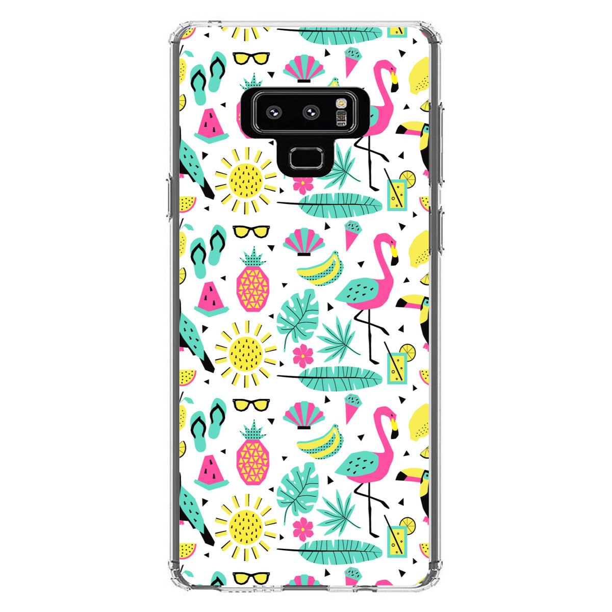 Summer Graphics, Flamingo Pineapple Sun Glasses Clear Shockproof iPhone Case, view 11