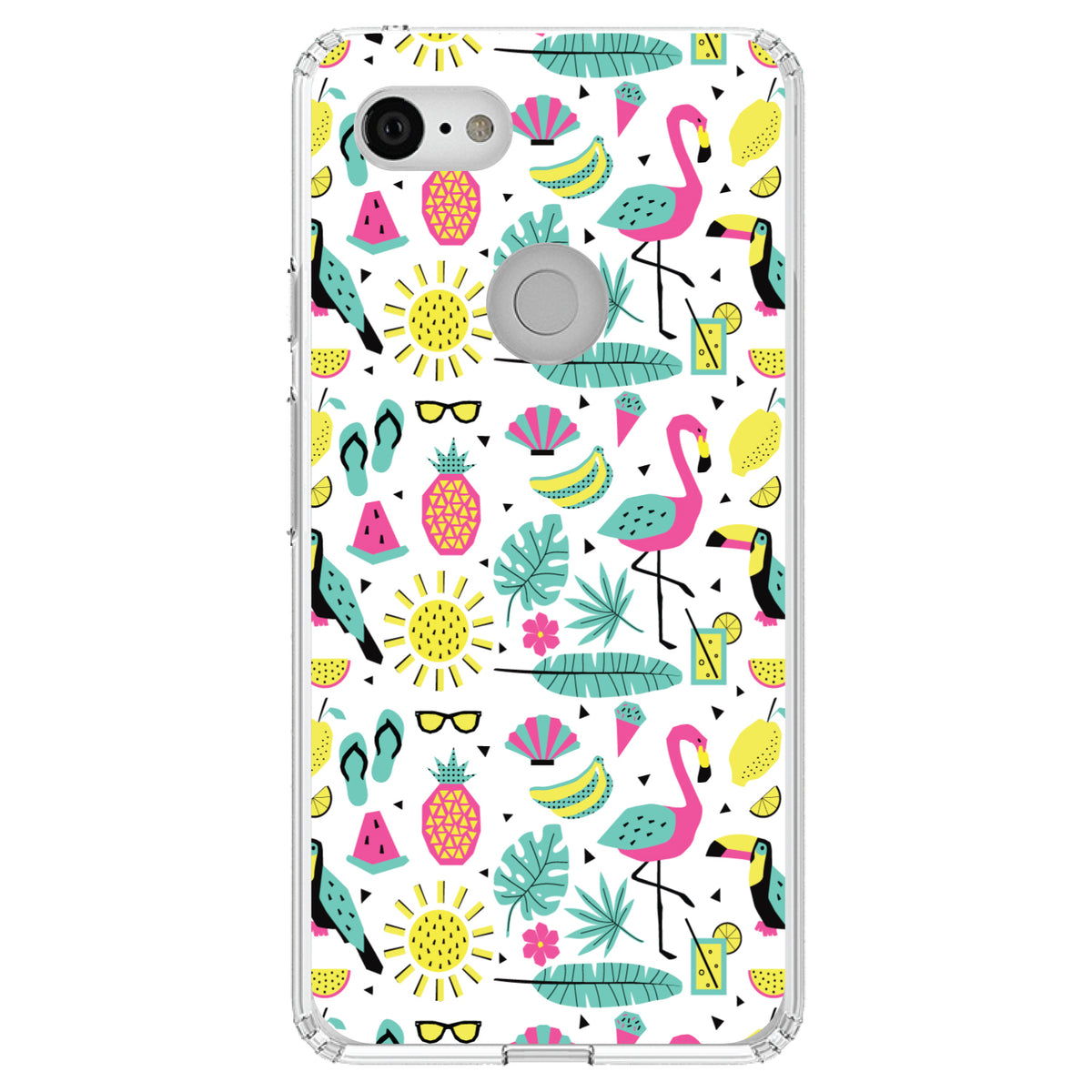 Summer Graphics, Flamingo Pineapple Sun Glasses Clear Shockproof iPhone Case, view 22