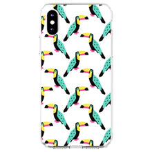 DistinctInk® Clear Shockproof Hybrid Case for Apple iPhone / Samsung Galaxy / Google Pixel - Summer Graphics - Toucan Pattern - Teal