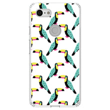 DistinctInk® Clear Shockproof Hybrid Case for Apple iPhone / Samsung Galaxy / Google Pixel - Summer Graphics - Toucan Pattern - Teal