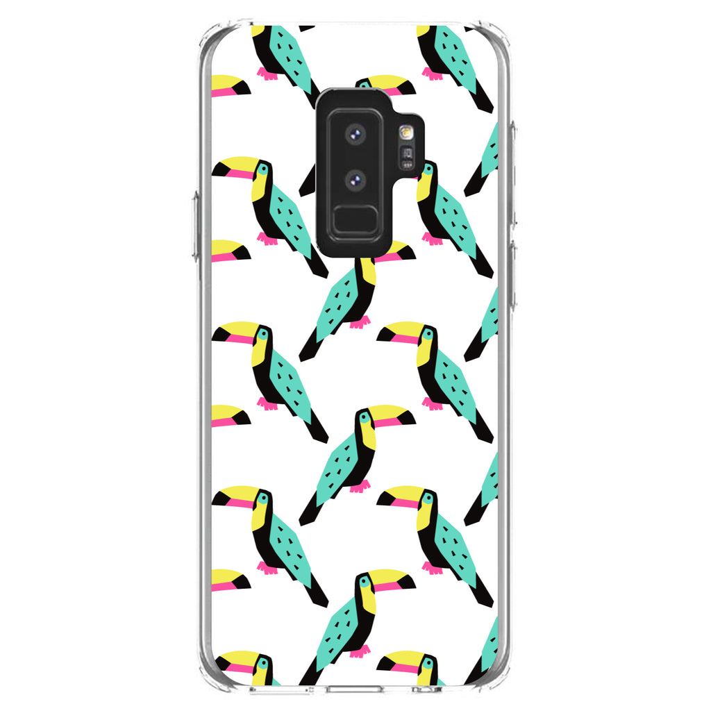 Summer Graphics, Toucan Pattern, Teal Clear Shockproof iPhone Case, view 20