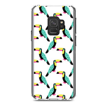 DistinctInk® Clear Shockproof Hybrid Case for Apple iPhone / Samsung Galaxy / Google Pixel - Summer Graphics - Toucan Pattern - Teal