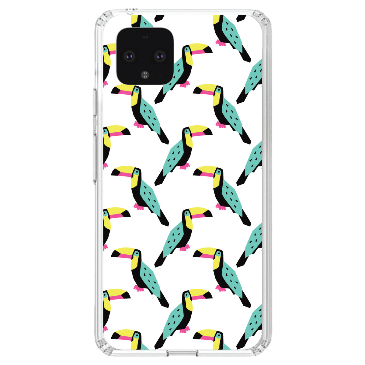 Summer Graphics, Toucan Pattern, Teal Clear Shockproof iPhone Case, view 23