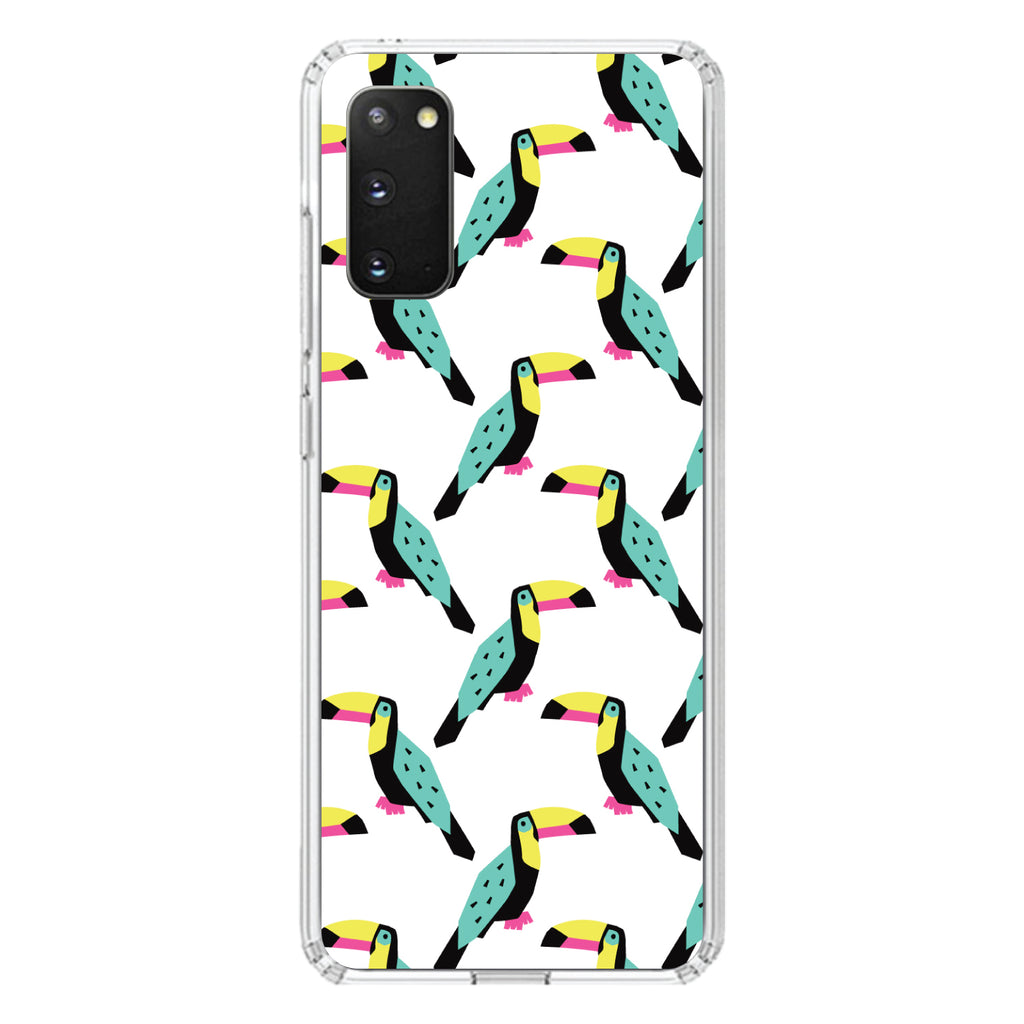Summer Graphics, Toucan Pattern, Teal Clear Shockproof iPhone Case, view 13
