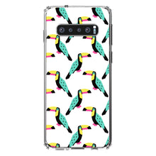 DistinctInk® Clear Shockproof Hybrid Case for Apple iPhone / Samsung Galaxy / Google Pixel - Summer Graphics - Toucan Pattern - Teal
