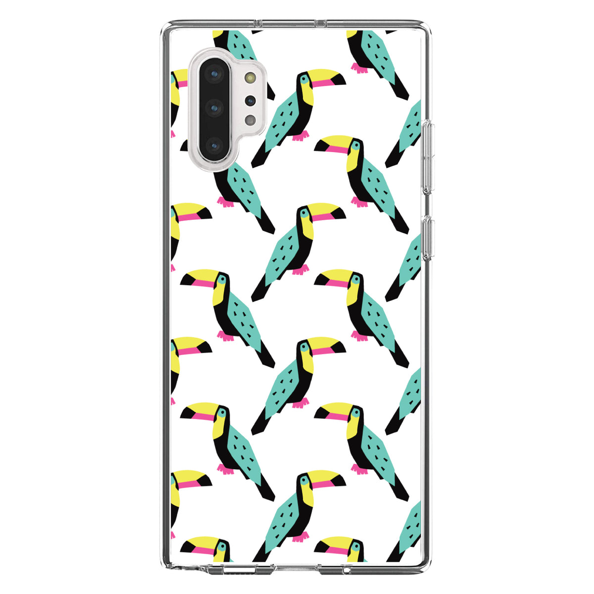 Summer Graphics, Toucan Pattern, Teal Clear Shockproof iPhone Case, view 10