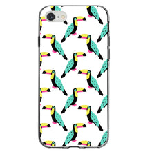 DistinctInk® Clear Shockproof Hybrid Case for Apple iPhone / Samsung Galaxy / Google Pixel - Summer Graphics - Toucan Pattern - Teal