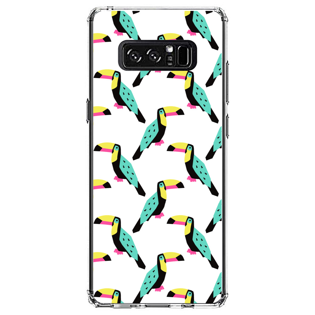 Summer Graphics, Toucan Pattern, Teal Clear Shockproof iPhone Case, view 12