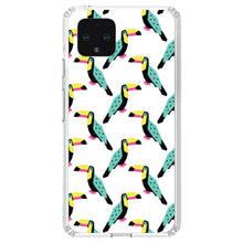 DistinctInk® Clear Shockproof Hybrid Case for Apple iPhone / Samsung Galaxy / Google Pixel - Summer Graphics - Toucan Pattern - Teal