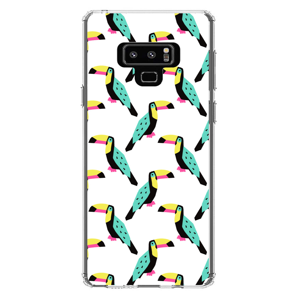 Summer Graphics, Toucan Pattern, Teal Clear Shockproof iPhone Case, view 11