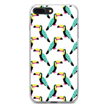 DistinctInk® Clear Shockproof Hybrid Case for Apple iPhone / Samsung Galaxy / Google Pixel - Summer Graphics - Toucan Pattern - Teal