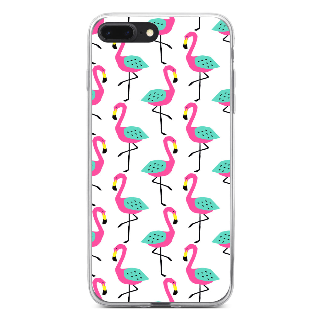Summer Graphics, Flamingo Pattern, Pink Clear Shockproof iPhone Case, view 6